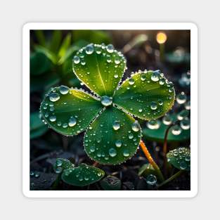 Dew Drops on Shamrock Magnet