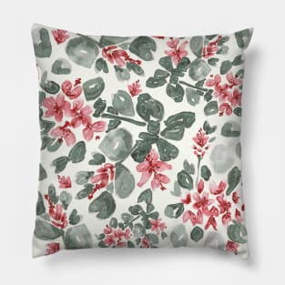 Indian hawthorn (pink lady) floral design Pillow