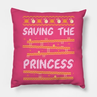 Gamer Saving the Princess Ugly Sweater Style Pillow