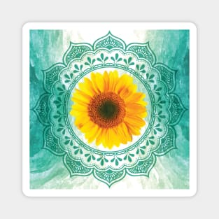 Turquoise SUNFLOWER Magnet