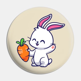 Cute Rabbit Holding Carrot Cartoon Pin