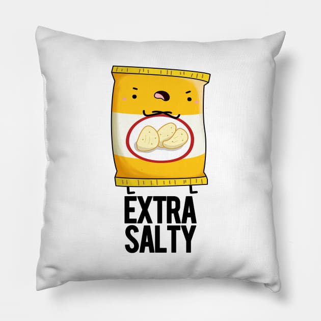 Extra Salty Funny Food Pun Pillow by punnybone