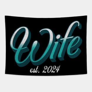 Wife. EST. 2024 Newlywed Bride Celebration of Marriage Tapestry