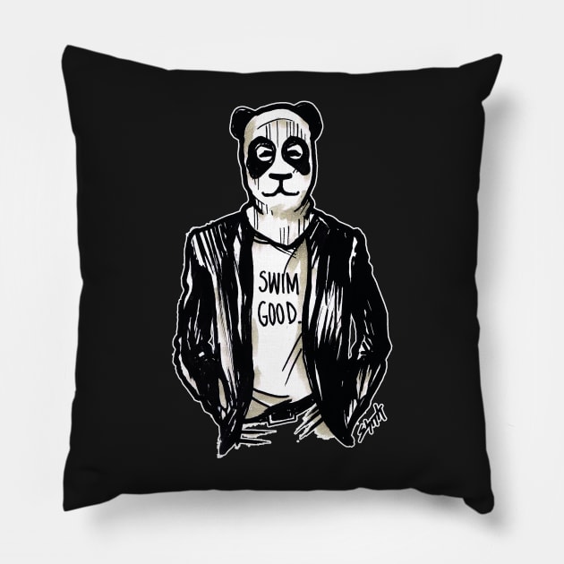 Frank Panda Ocean Mask - Swim Good Pillow by sketchnkustom