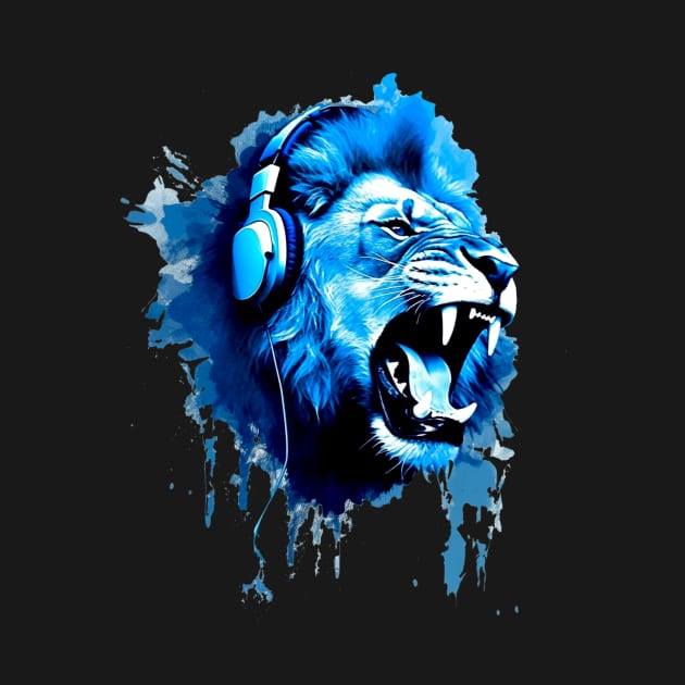 Lion With Headphones #3 by Butterfly Venom