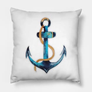 Sailor Anchor Blue Nautical Watercolor Pillow