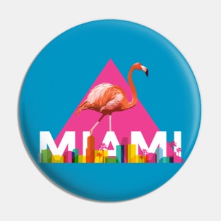 Miami City Skyline Flamingo Design Pin