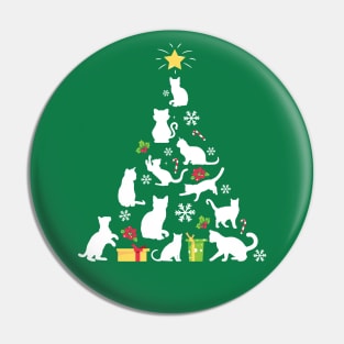 White Cats Christmas Tree Pin