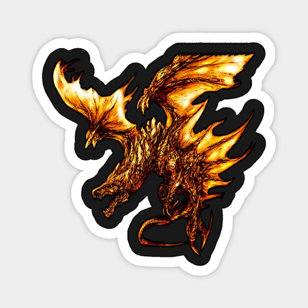 Fiery Molten Burning Dragon Design Magnet by LuckDragonGifts