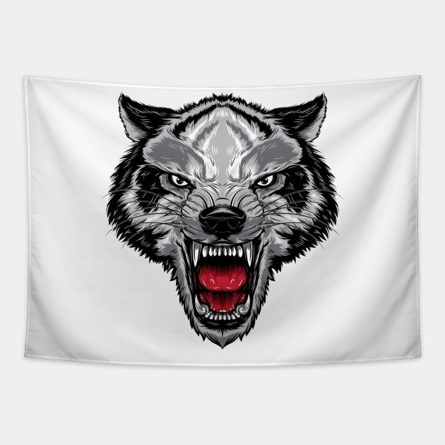 Angry Wolf Face Artwork for everyone who love wild life Tapestry by g14u