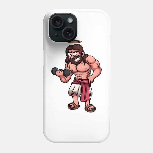 Jesus Working Out Phone Case by TheMaskedTooner