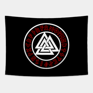 Triscalion White Circle Red Runes Tapestry