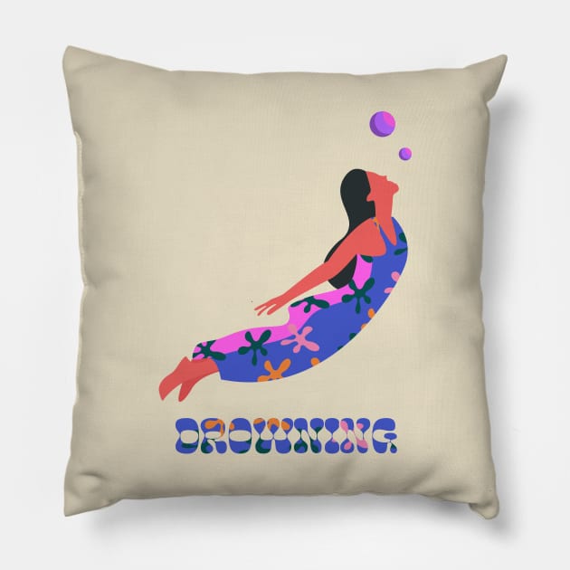 Drowning Girl Pillow by technicolorable