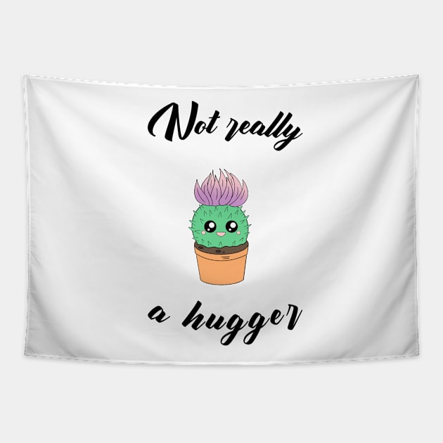 Not really a hugger - a cute kawaii cactus Tapestry by Cute_but_crazy_designs