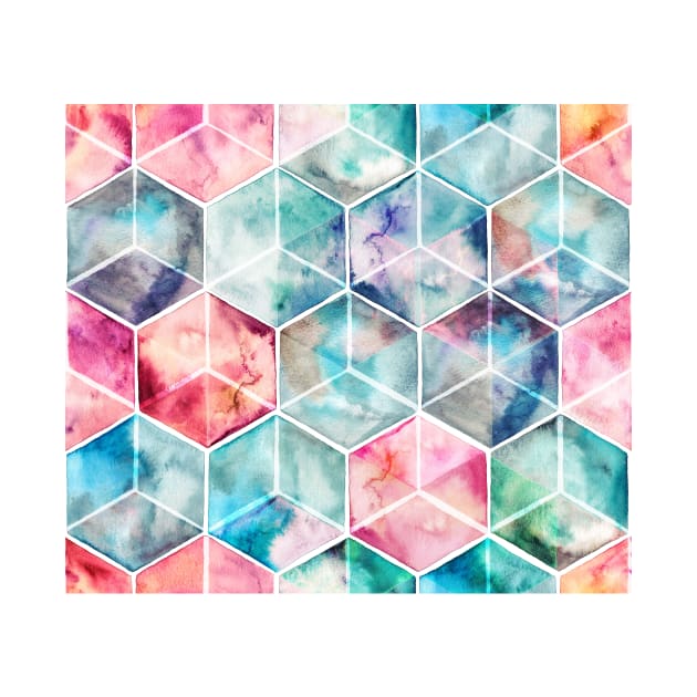Translucent Watercolor Hexagon Cubes by micklyn