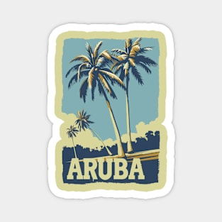 A Vintage Travel Illustration of Aruba Magnet