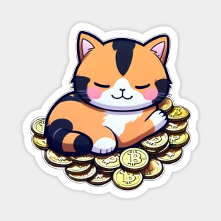 Crypto Cat HODL Bitcoin Design Magnet