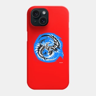 phoenix in red pattern in blue flames Phone Case