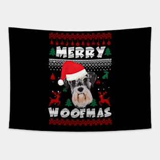 Miniature Schnauzer Merry Woofmas Christmas Dog Tapestry