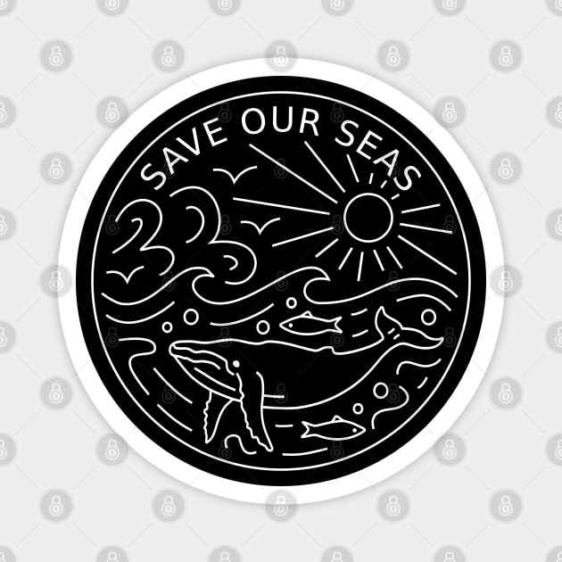 Save Our Seas Ocean Marine Conservation Line Drawing Magnet by IndigoLark