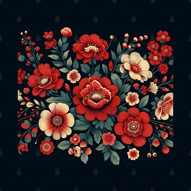 Red Floral Illustration by Jenni Arts