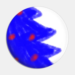 blue red tree christmas watercolor Pin