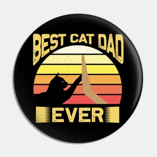 Best Cat Dad Ever Vintage Retro Sunset Pin