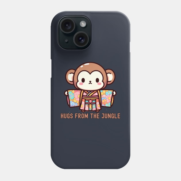 Japanese monkey Free hugs Phone Case by Japanese Fever