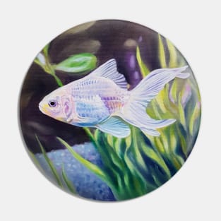 White Goldfish #2 - fish painting Pin