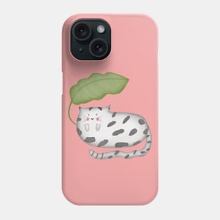 Cute cat sleeping under banana leaf Phone Case