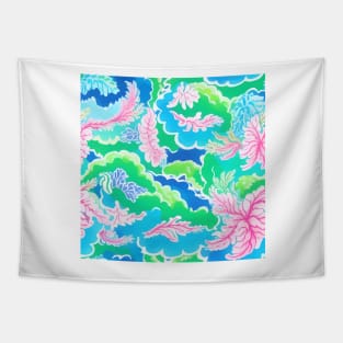 Preppy coral reef, sea foam, waves, corals Tapestry