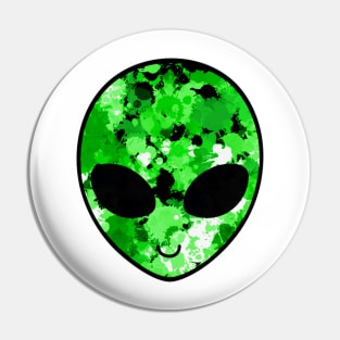 Green Paint Splatter Alien Head Pin