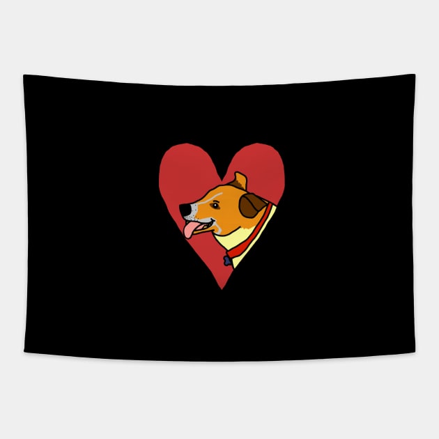 My Small Valentine Toby Dog Tapestry by ellenhenryart