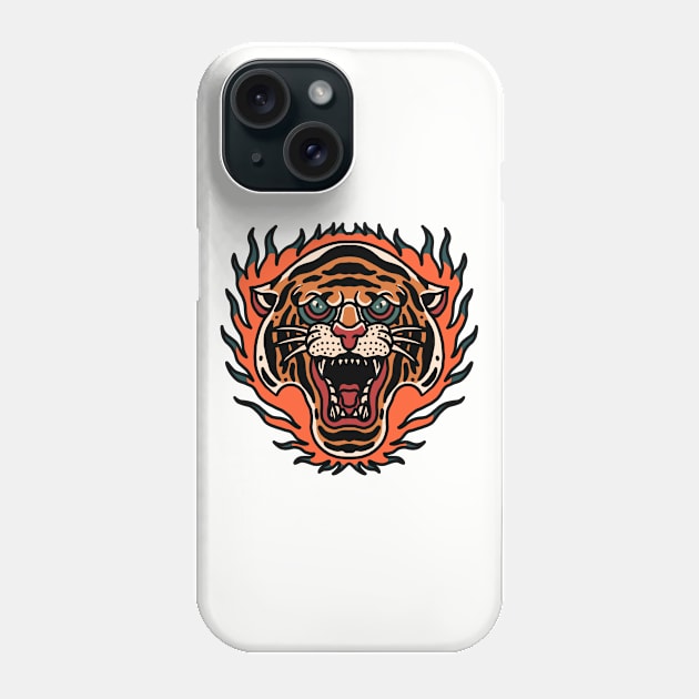 burning tiger tattoo oldschool Phone Case by donipacoceng