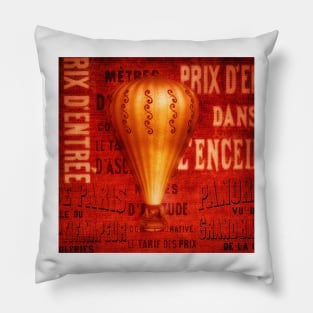 Vintage French Hot Air Balloon Pillow