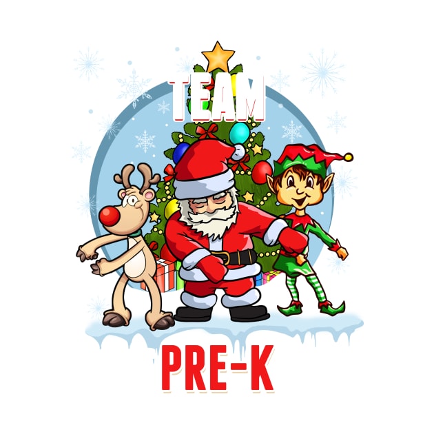 Team Pre-K Santa Elf Reindeer Flossing Kids Christmas by johnbbmerch