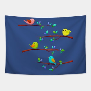 Birds On Tree Branch Tapestry