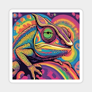 Hippie Trippy Chameleon. Magnet