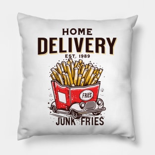 Print Design Vintage junk fries, retro design funny Pillow