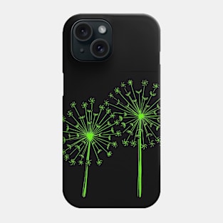 Dandelions Linocut in Lime Green Phone Case