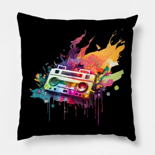 Funky Music Tape Recorder, Watercolour Painting Pillow