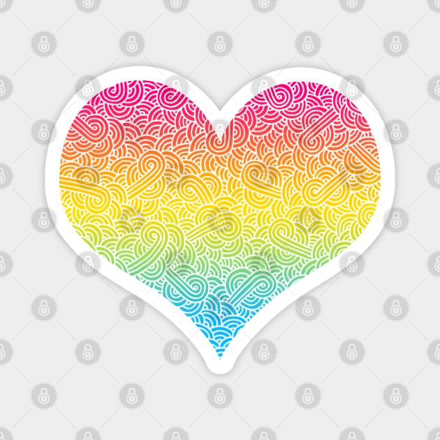 Ombré pansexuality colours and white swirls doodles heart Magnet by Savousepate