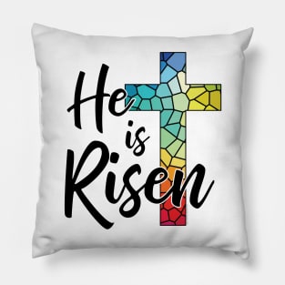 He is Risen, Stained Glass Cross © GraphicLoveShop Pillow