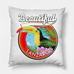 Beautiful Lanzarote vacation logo. Pillow