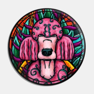 Fluffy pink poodle portrait with bright colors Pin