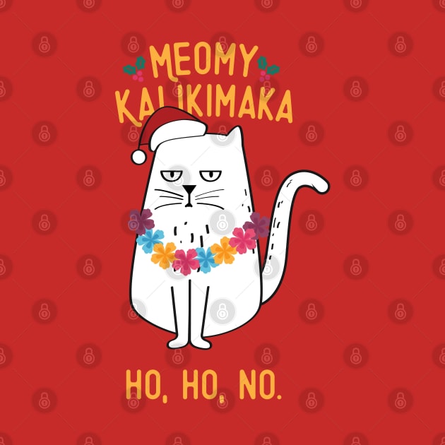 Meowy Kalikimaka - Funny White Cat Christmas by Fitastic