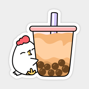 Grumpy chicken with boba Magnet