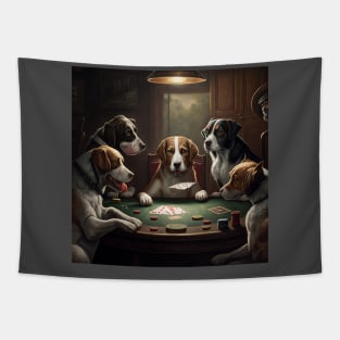 Funny Dogs Playing Poker by C.M. Coolidge illustration Tapestry