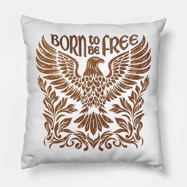 Born to be free, Flying eagle with ornaments Pillow by ilhnklv