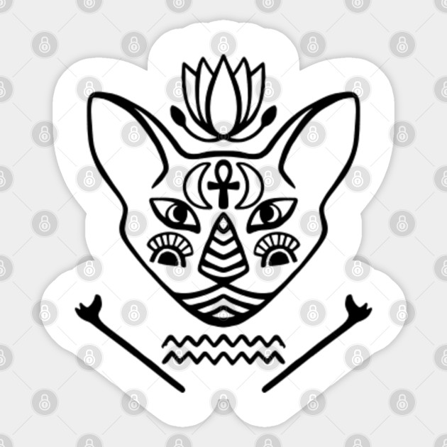Egyptian Cat Face Symbols Drawings Cat Tattoo Gift Egyptian Cat Face Tattoo Sticker Teepublic
